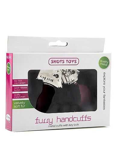 Shots Toys Furry Handcuffs - Black