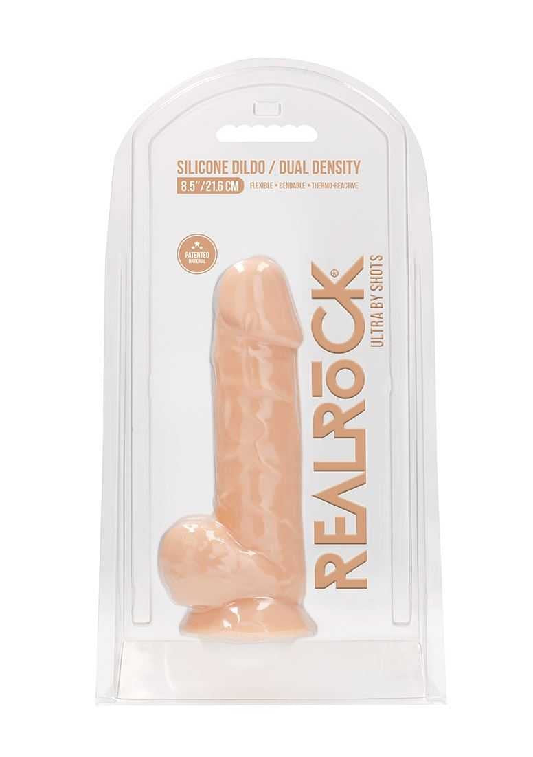 Silicone Dildo With Balls - 21.6 cm - Flesh SHOTS