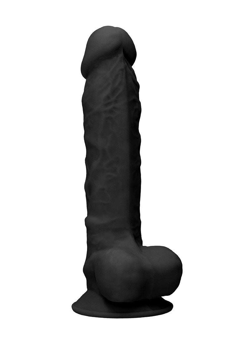 Silicone Dildo With Balls - 22.8 cm - Black SHOTS
