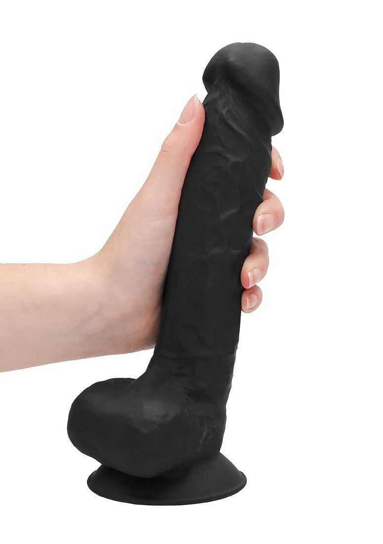 Silicone Dildo With Balls - 22.8 cm - Black SHOTS