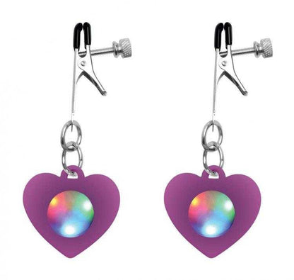 Silicone Light Up Heart Nipple Clamps xr brands