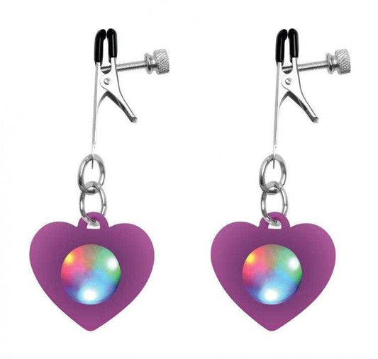 Silicone Light Up Heart Nipple Clamps xr brands