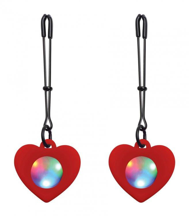 Silicone Light Up Heart Tweezer Nipple Clamps xr brands