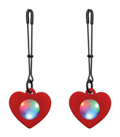 Silicone Light Up Heart Tweezer Nipple Clamps xr brands