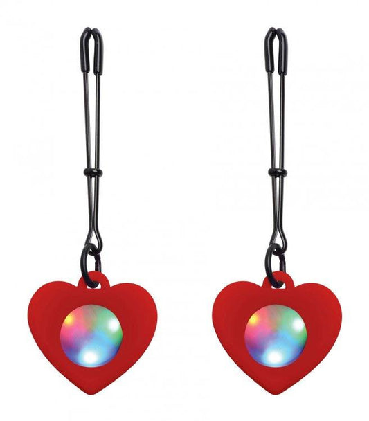 Silicone Light Up Heart Tweezer Nipple Clamps xr brands