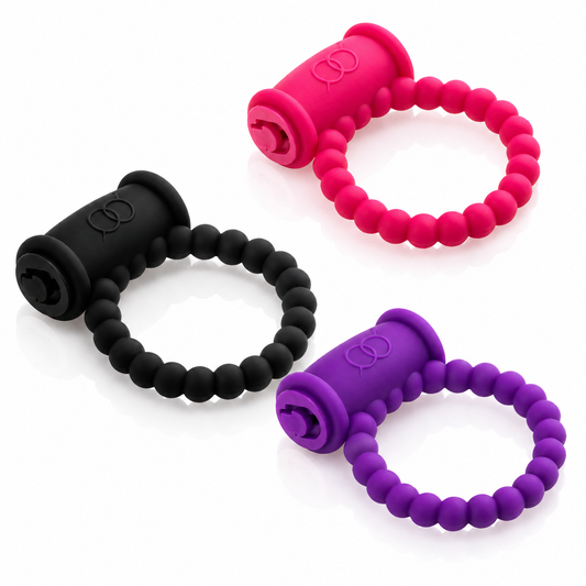 Single Speed Beaded Vibrating C (Ring Pink, Purple, Black)