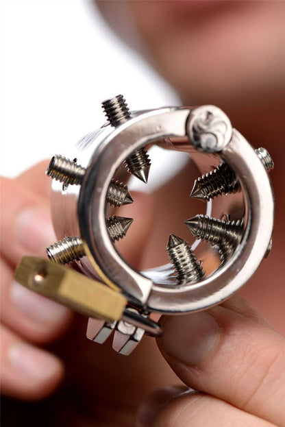 Spiked CBT Ball Stretcher with Scrotum Separator Strapu