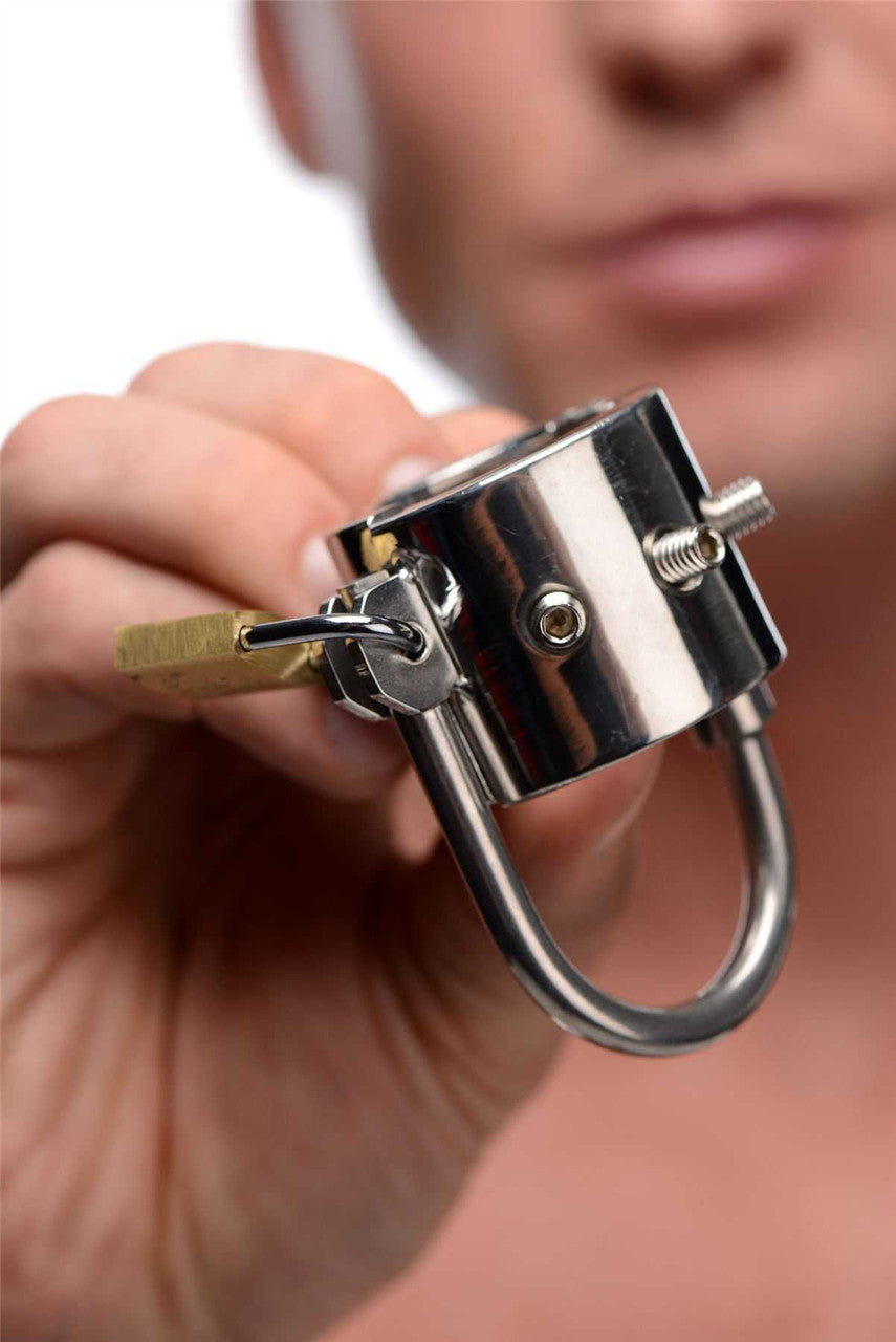Spiked CBT Ball Stretcher with Scrotum Separator Strapu