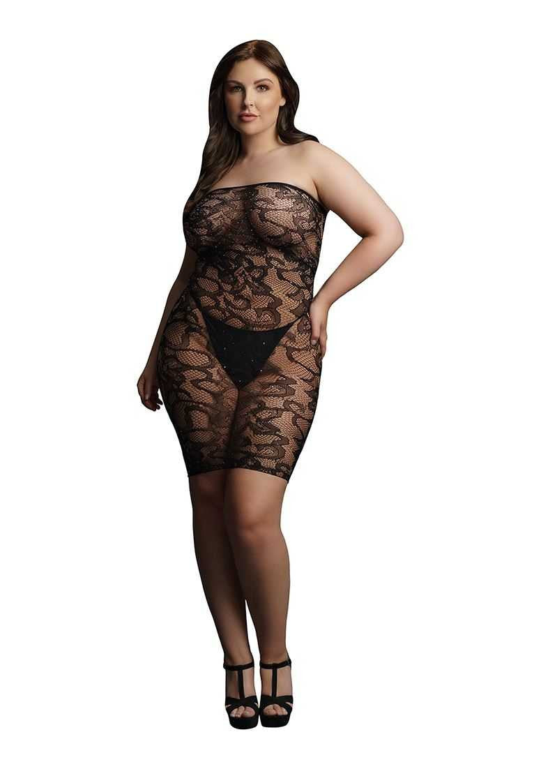 Star Rhinestone Dress Plus Size Black le desir