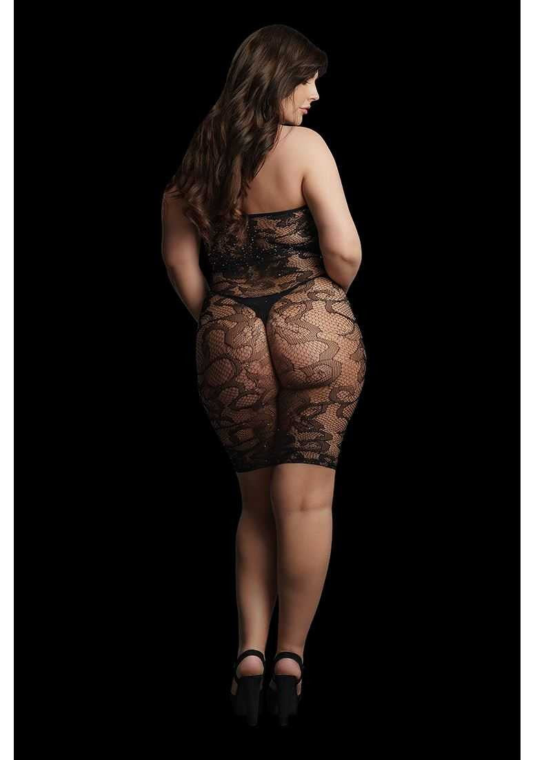 Star Rhinestone Dress Plus Size Black le desir