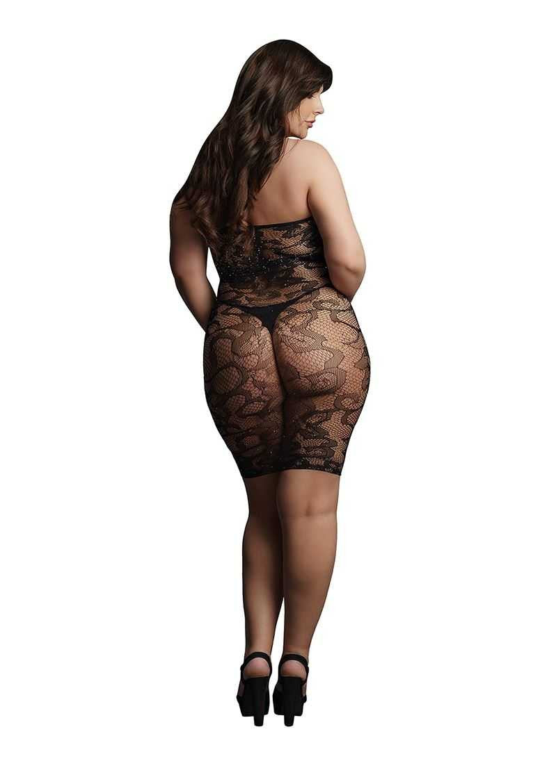 Star Rhinestone Dress Plus Size Black le desir