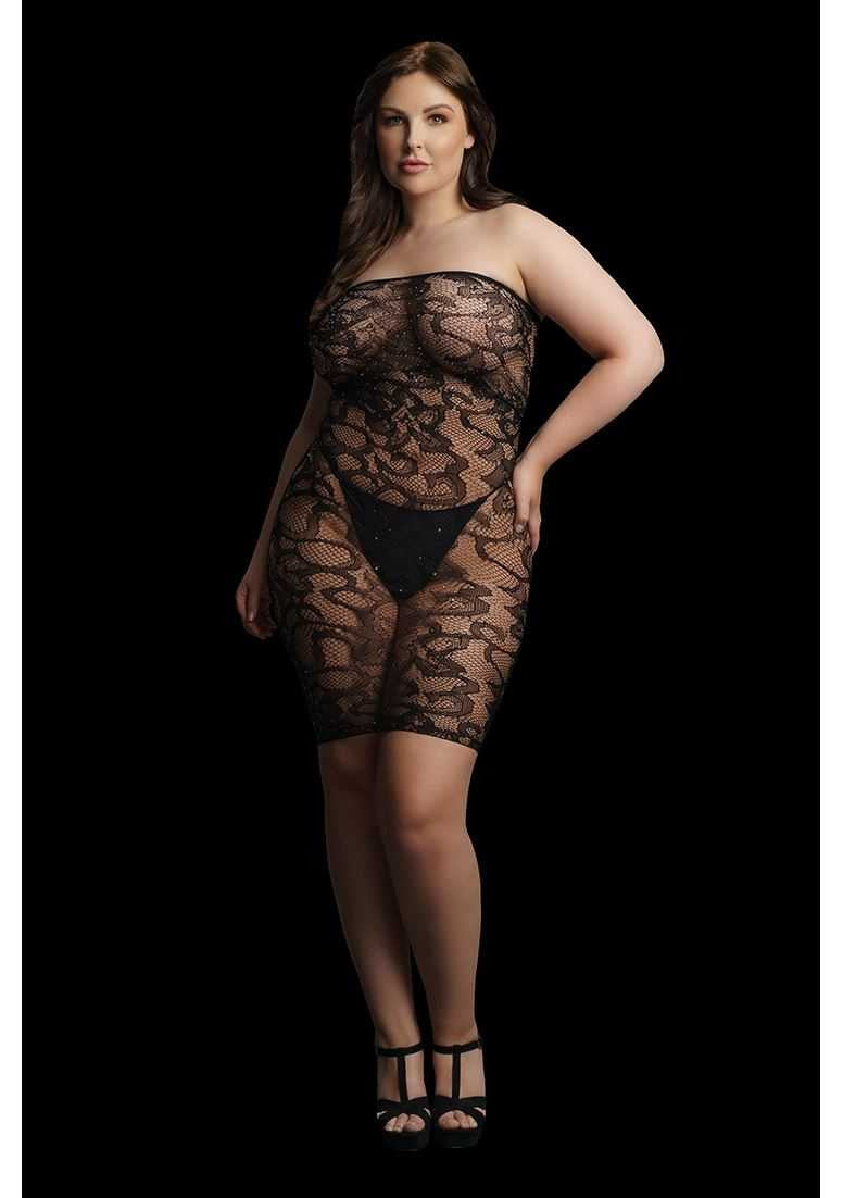 Star Rhinestone Dress Plus Size Black le desir