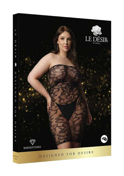 Star Rhinestone Dress Plus Size Black le desir