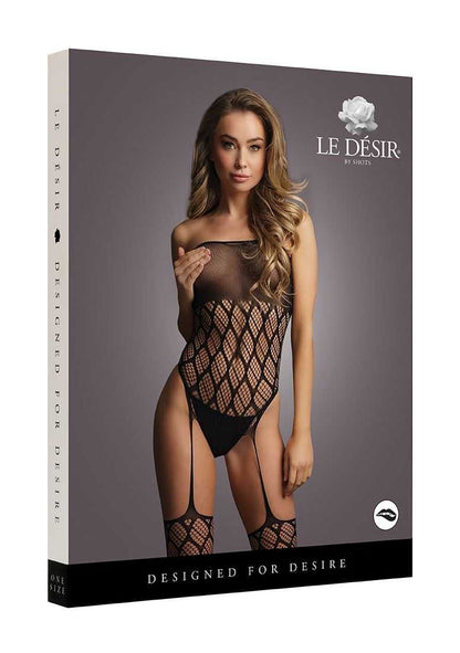 Strapless, Crotchless Teddy with Stockings One Size le desir