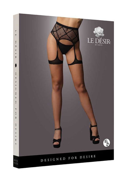Striped, Fishnet Garterbelt One Size le desir