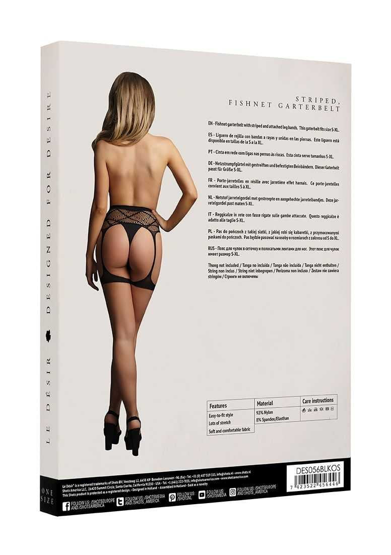 Striped, Fishnet Garterbelt One Size le desir