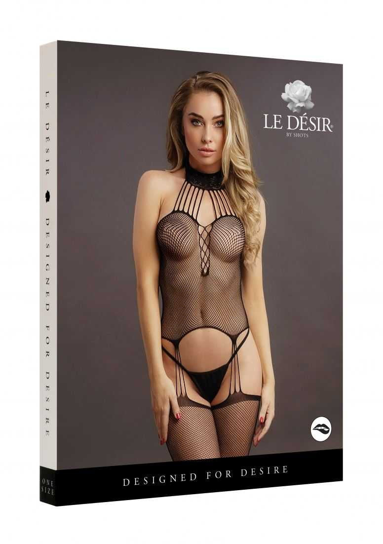 Suspender Fishnet Choker Bodystocking One Size le desir