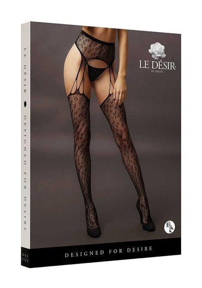 Suspender Leopard Pantyhose One Size le desir