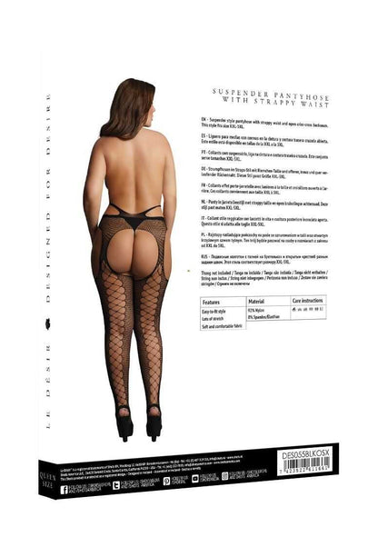Suspender Pantyhose with Strappy Waist Plus Size le desir