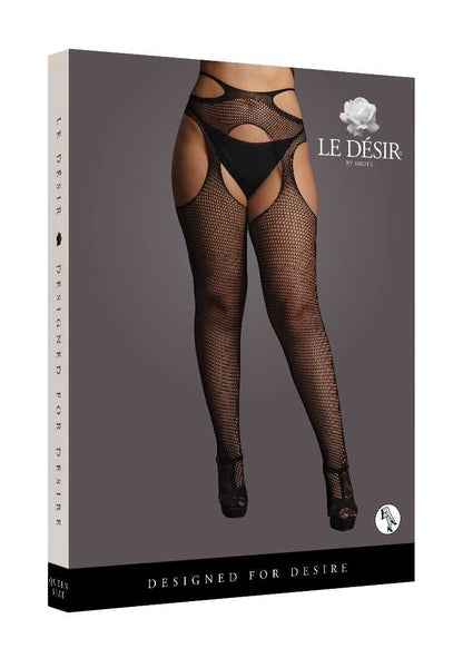 Suspender Pantyhose with Strappy Waist Plus Size le desir