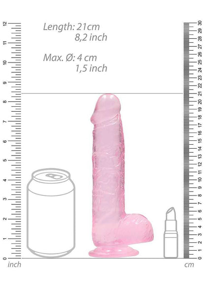 The BuzzPinky Realistic Dildo with Balls 8"/ 20cm Pink BuzzPinky