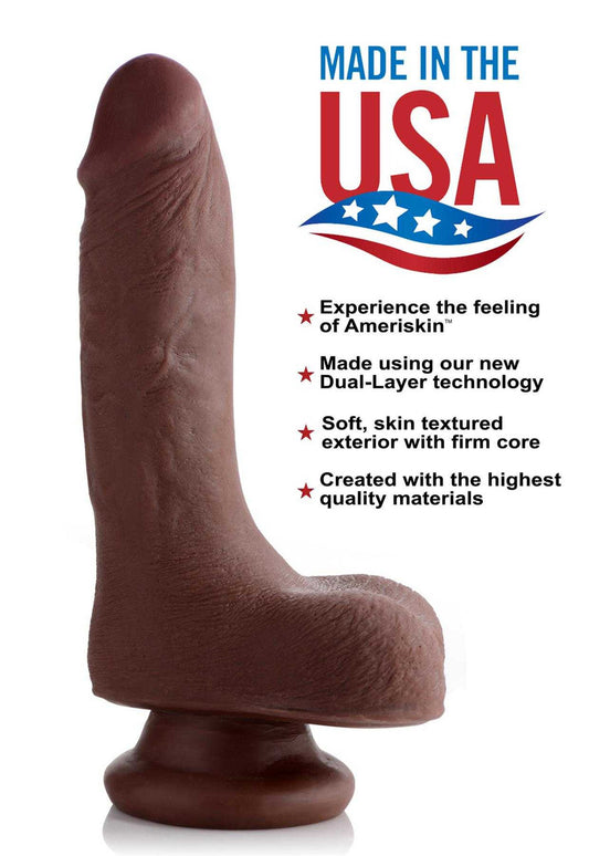USA Cocks Dual Density 7" Ameriskin Dildo-Dark