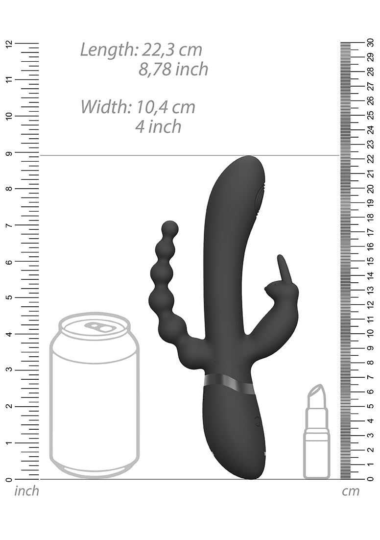 VIVE Rini Pulse Wave & Vibrating Double Penetration Rabbit Black VIVE