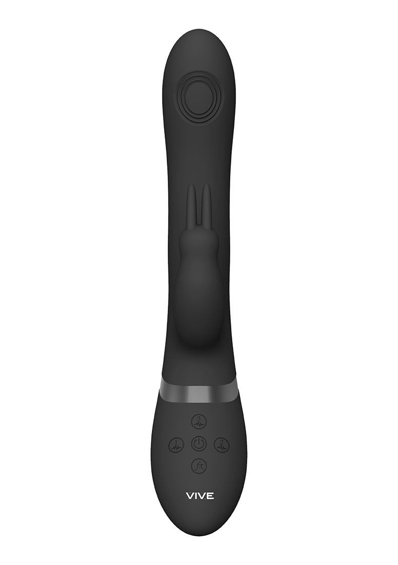 VIVE Rini Pulse Wave & Vibrating Double Penetration Rabbit Black VIVE