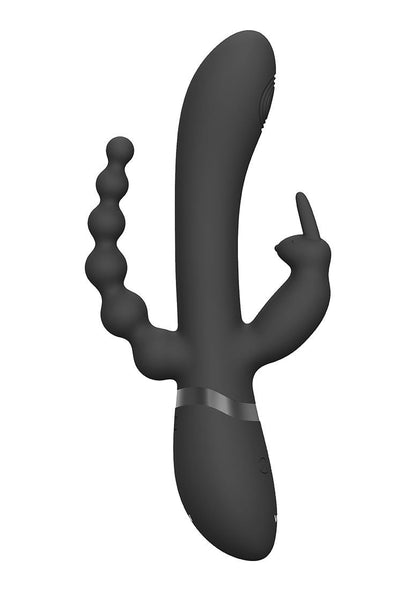 VIVE Rini Pulse Wave & Vibrating Double Penetration Rabbit Black VIVE