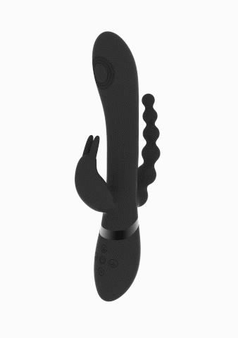 VIVE Rini Pulse Wave & Vibrating Double Penetration Rabbit Black VIVE
