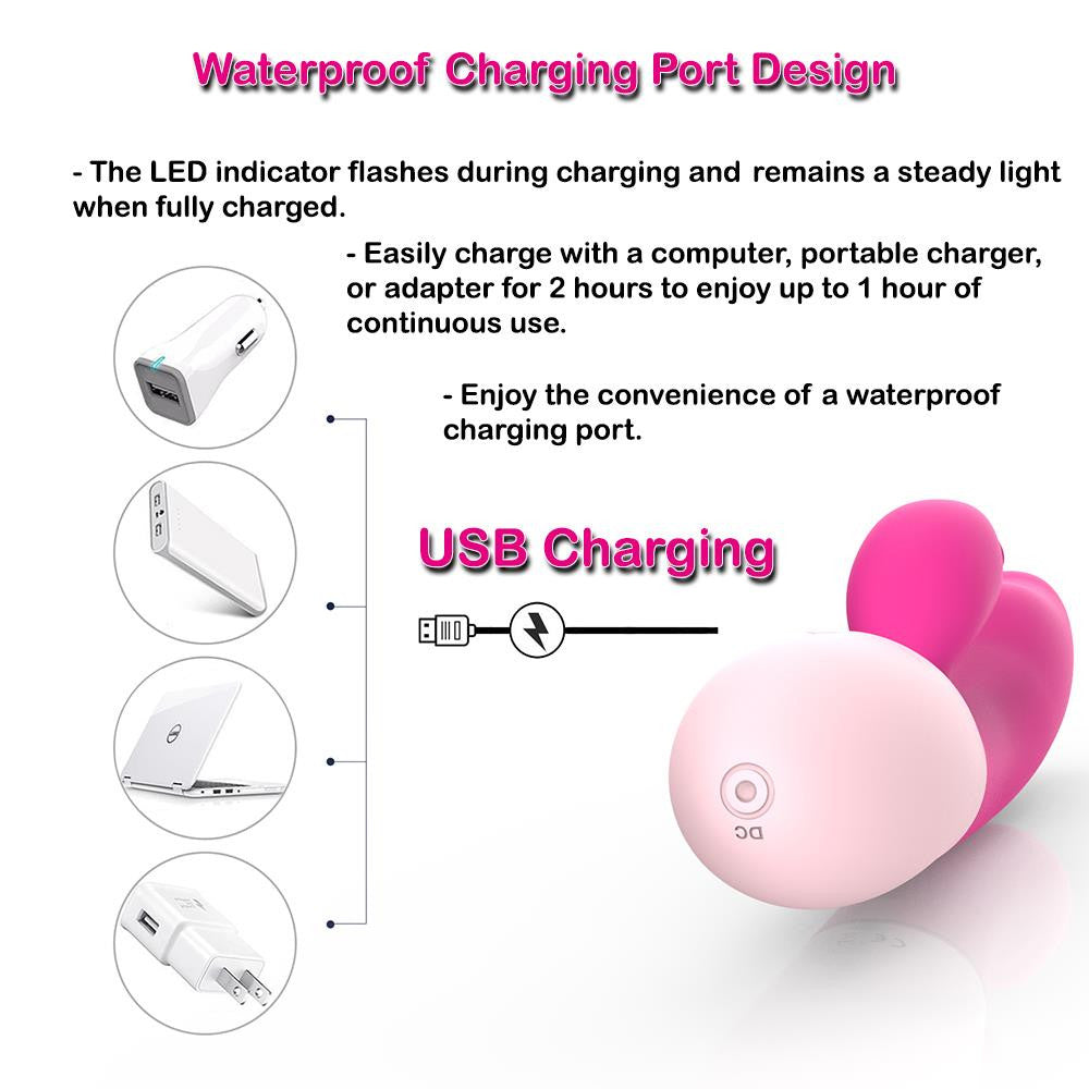 Rabbit Vibrator – BuzzPinky Classic Buzz Bunny, Cerise Dual Stimulator Charging