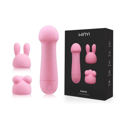 WINYI NANA Multi-Attachment Rechargeable Massager – Soft Pink