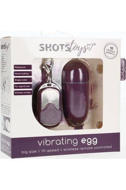 Shot Toys 10 Speed Big Remote Vibrating Egg (Purple)