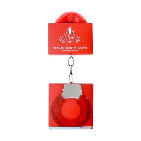 Pleasure Handcuffs Furry - Red
