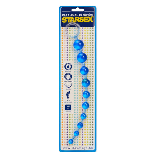 STARSEX 10-Level Graduated Anal Beads (Blue & Pink)